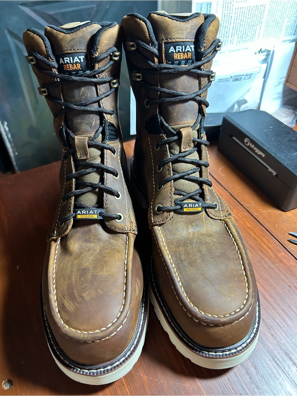 Ariat Brown Leather Lace-Up Work Boots